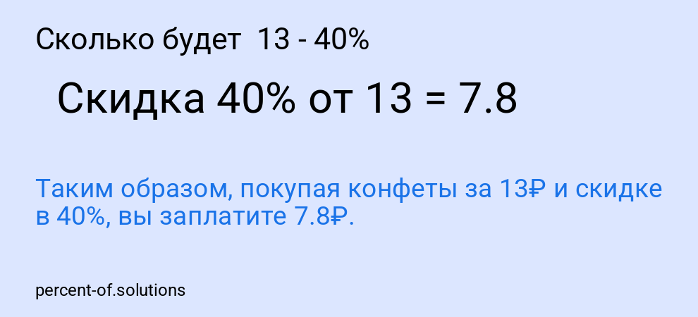 Сколько будет  13 - 40%
