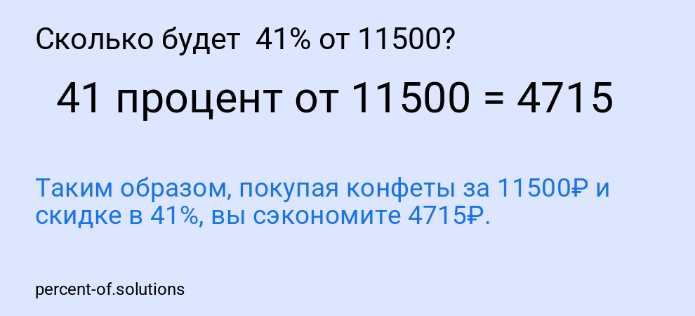 Сколько будет 41% от 11500?
