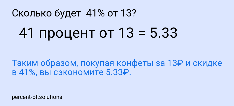 Сколько будет  41% от 13?