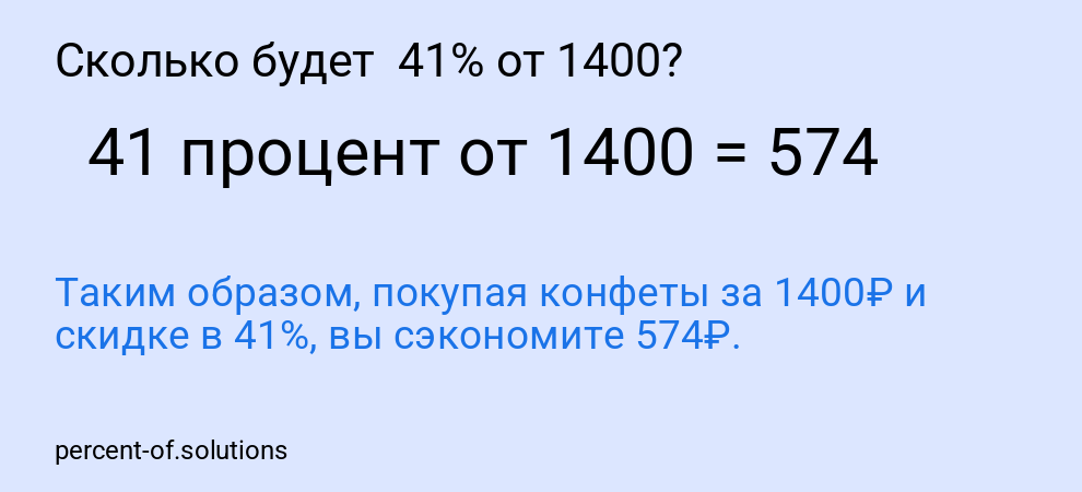 Сколько будет 41% от 1400?