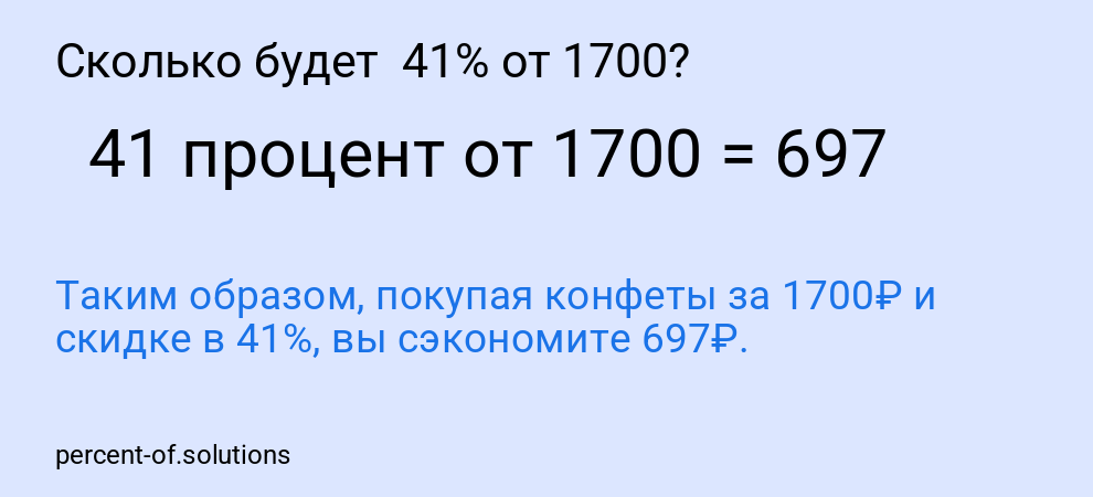 Сколько будет  41% от 1700?