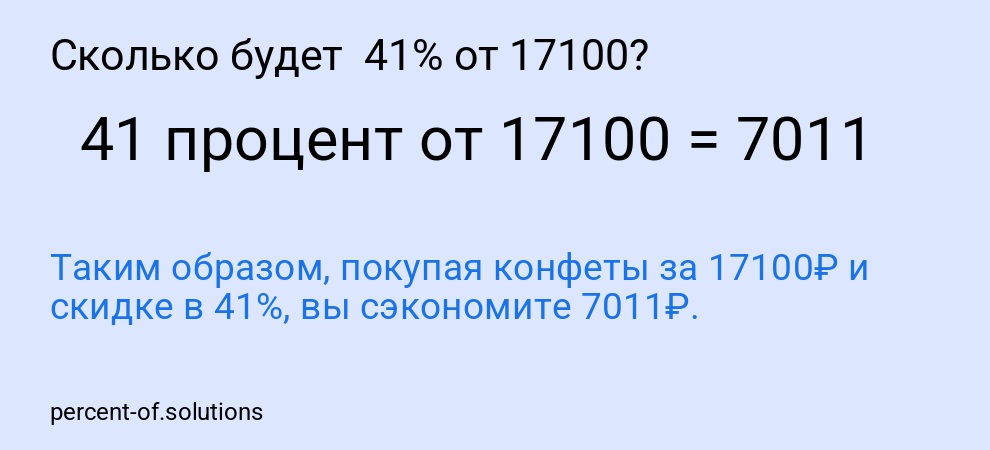 Сколько будет  41% от 17100?