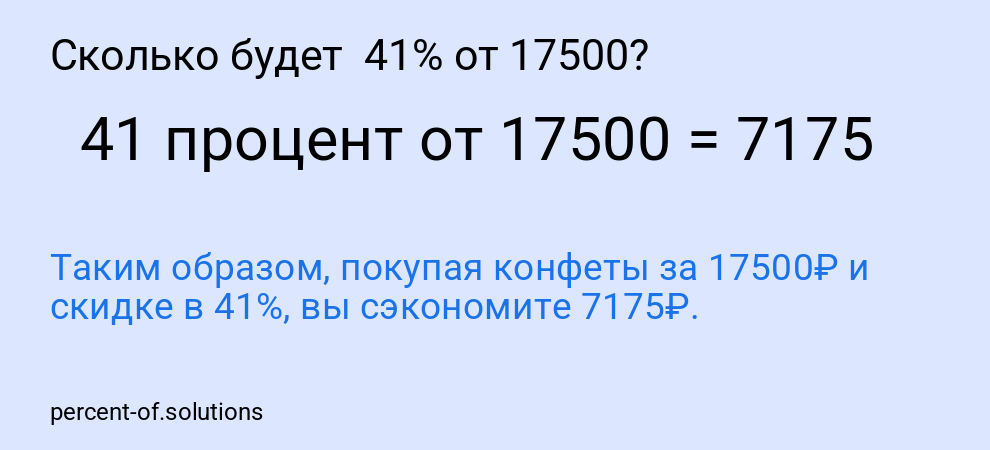 Сколько будет 41% от 17500?