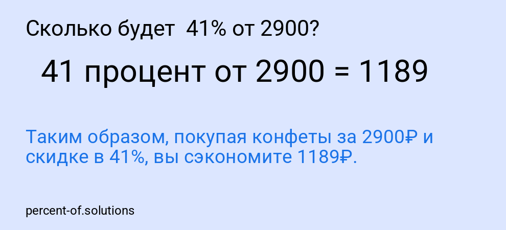 Сколько будет  41% от 2900?