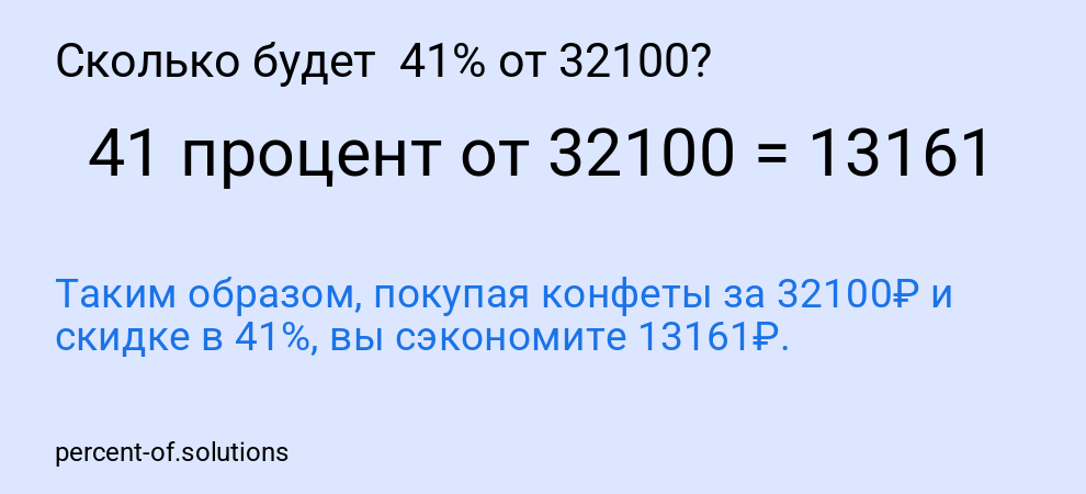 Сколько будет  41% от 32100?