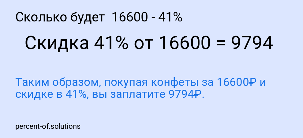 Сколько будет 16600 - 41%