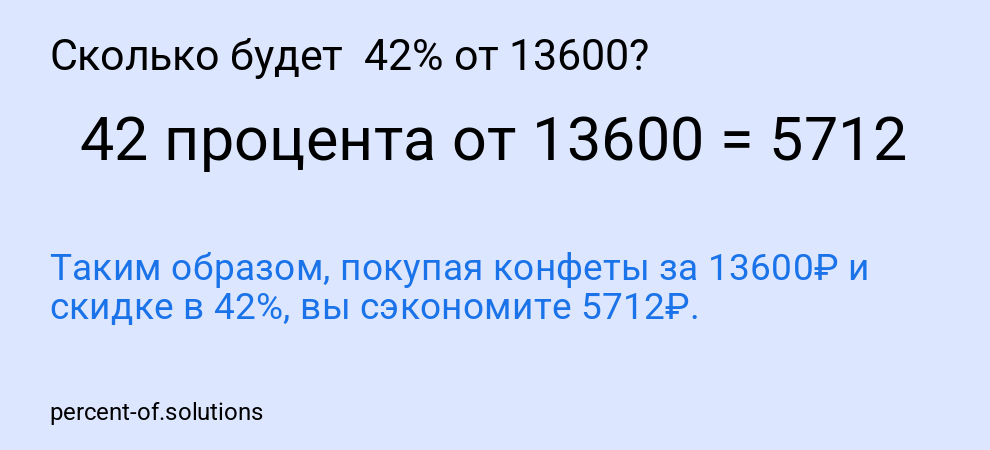 Сколько будет  42% от 13600?