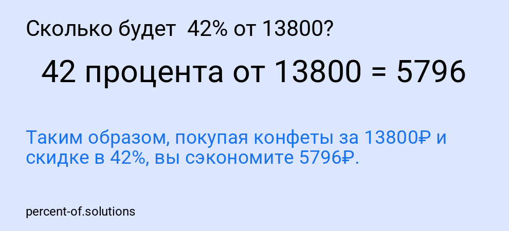 Сколько будет  42% от 13800?