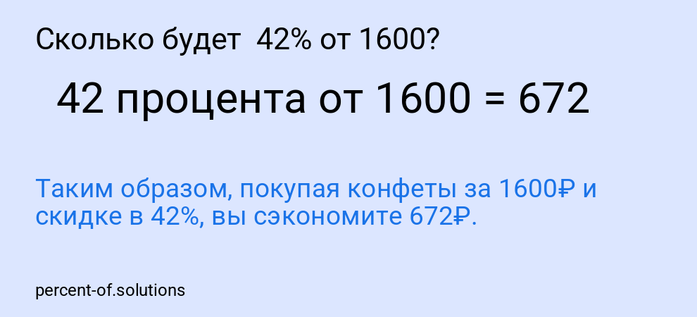 Сколько будет 42% от 1600?