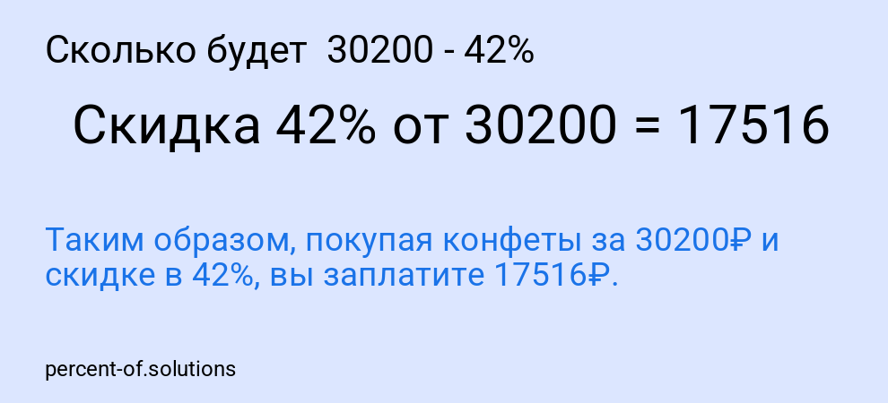 Сколько будет 30200 - 42%