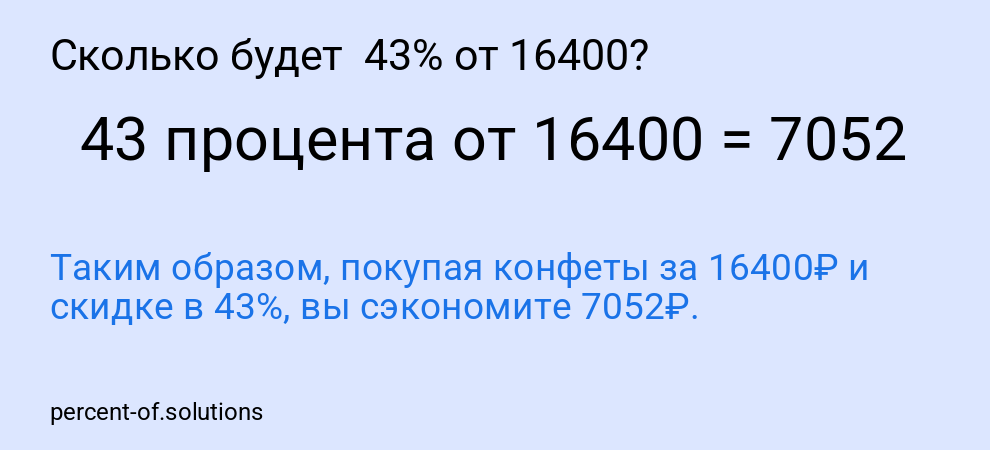 Сколько будет  43% от 16400?