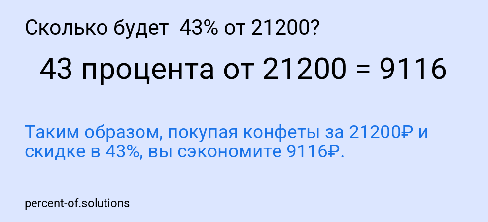 Сколько будет  43% от 21200?