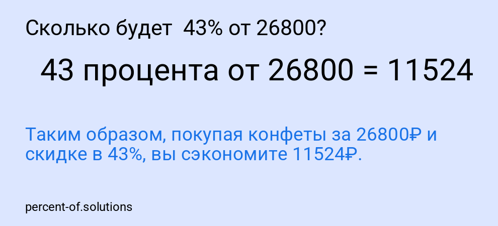 Сколько будет  43% от 26800?