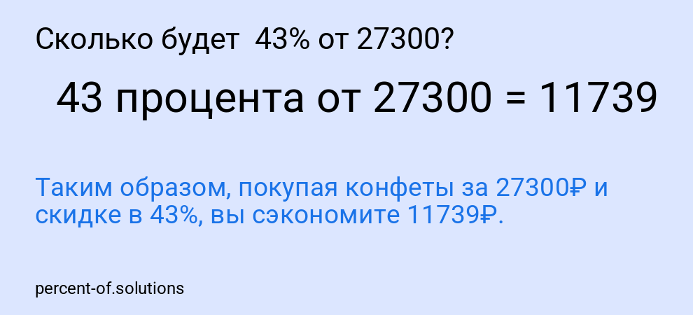 Сколько будет  43% от 27300?
