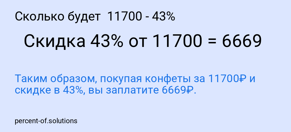 Сколько будет 11700 - 43%