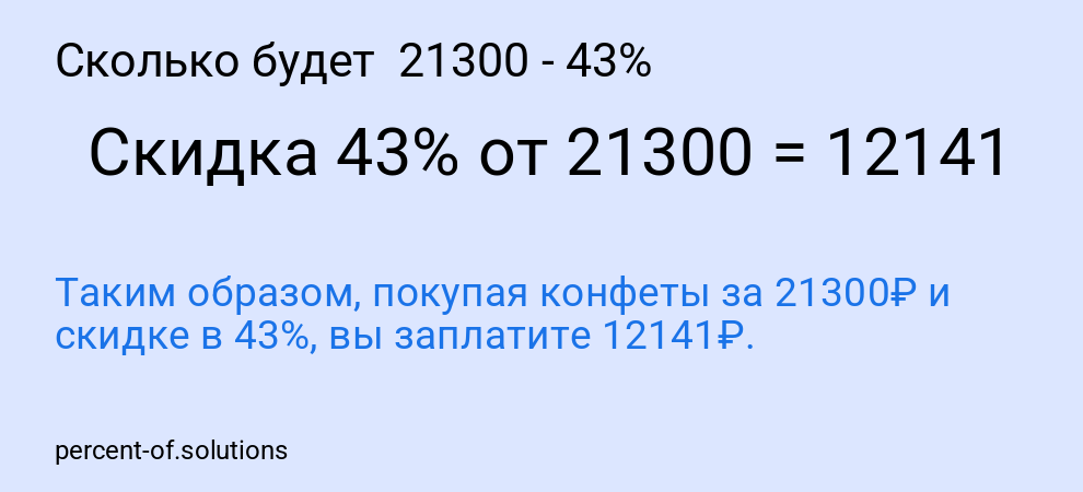 Сколько будет  21300 - 43%