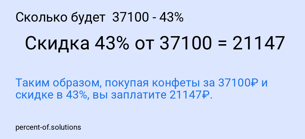 Сколько будет 37100 - 43%
