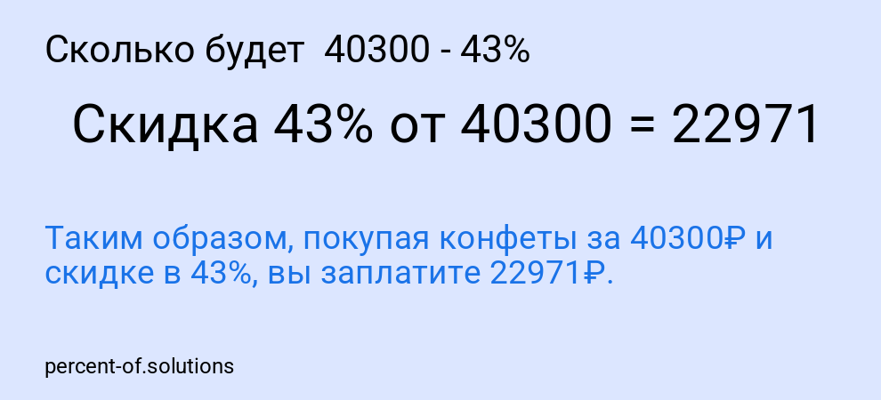 Сколько будет 40300 - 43%