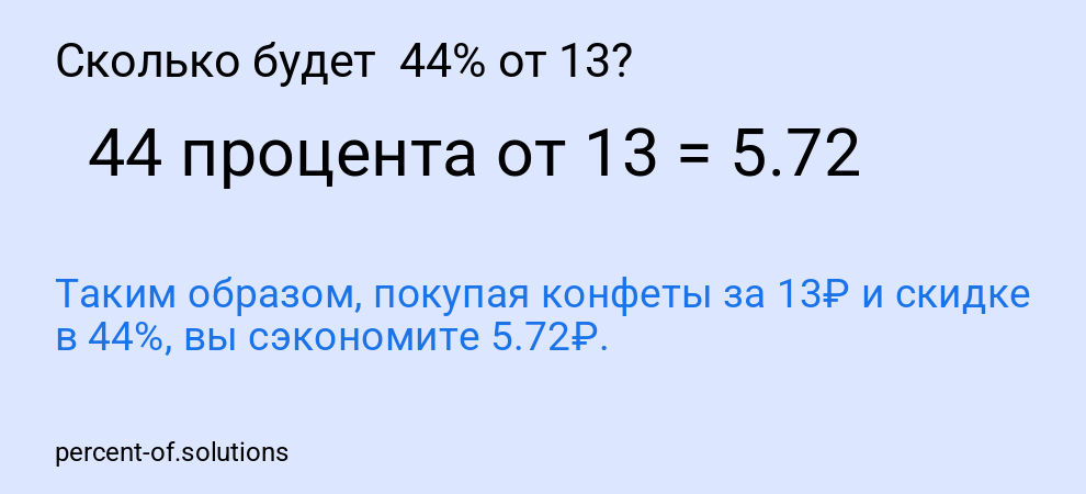 Сколько будет  44% от 13?