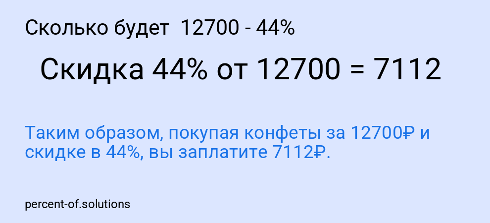 Сколько будет  12700 - 44%