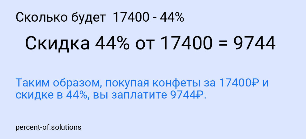 Сколько будет 17400 - 44%