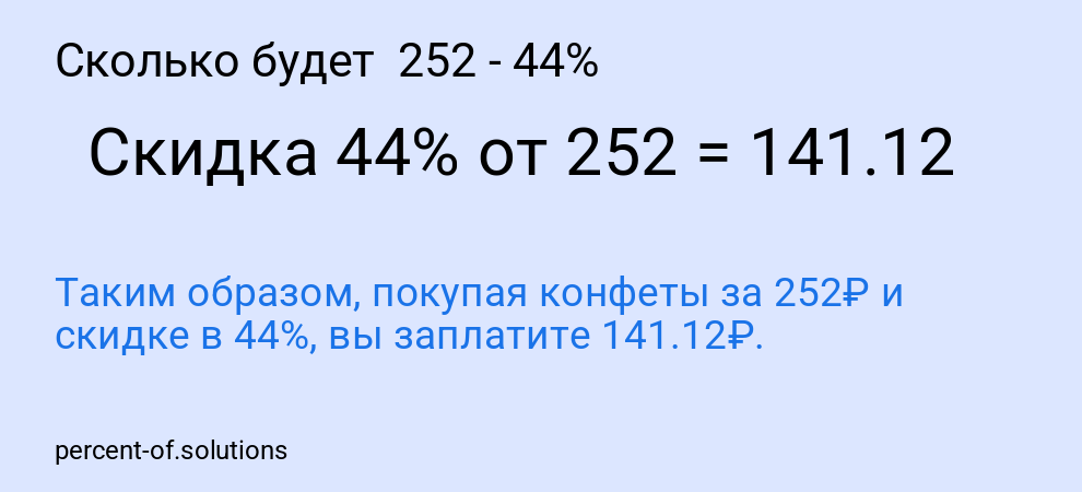 Сколько будет  252 - 44%