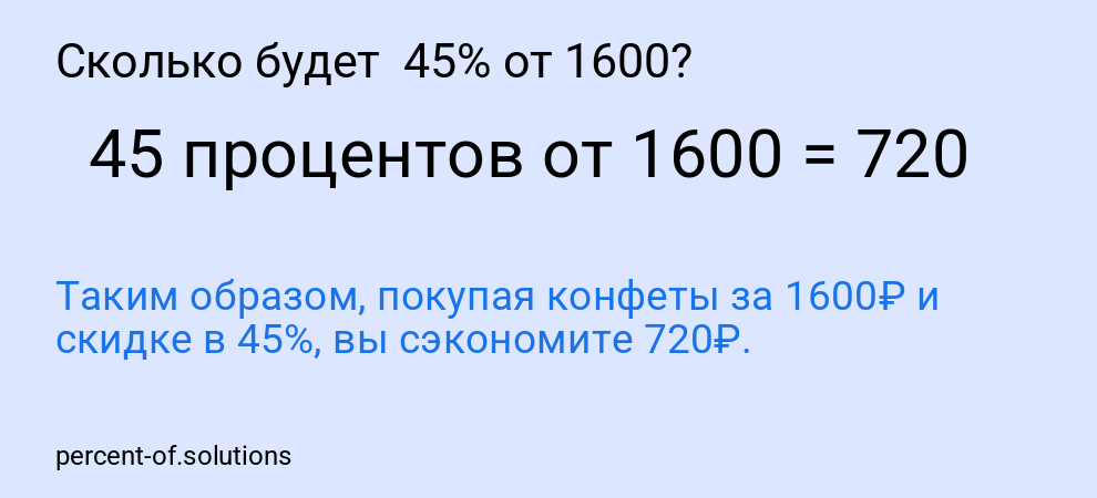 Сколько будет  45% от 1600?