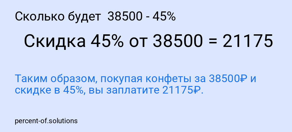 Сколько будет  38500 - 45%