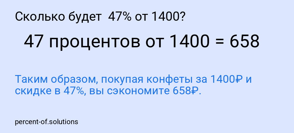 Сколько будет  47% от 1400?