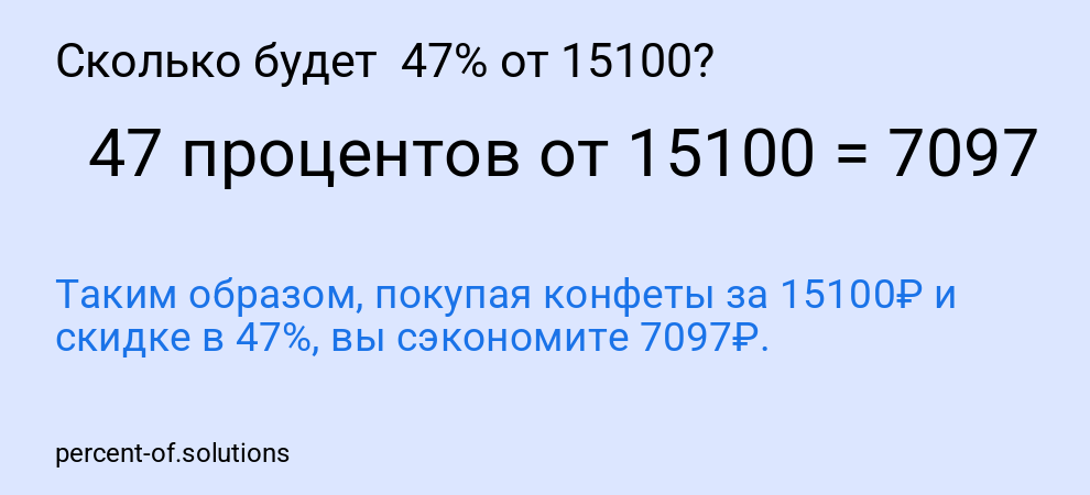 Сколько будет 47% от 15100?