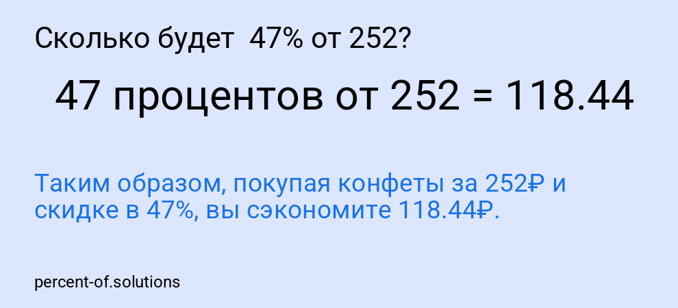 Сколько будет  47% от 252?