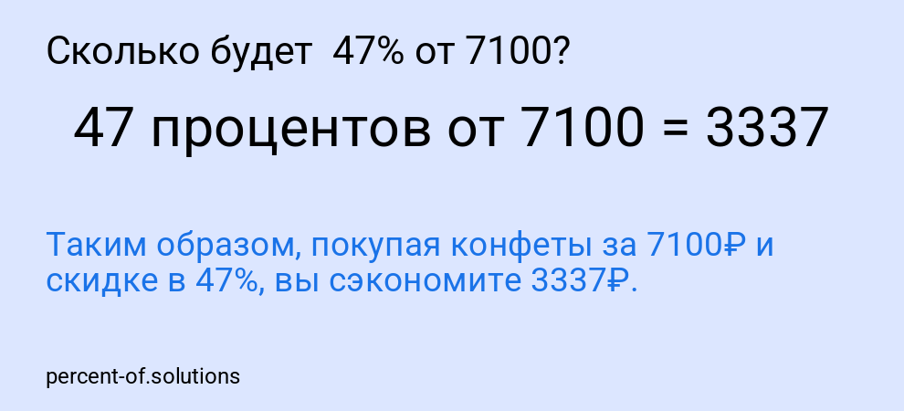 Сколько будет 47% от 7100?