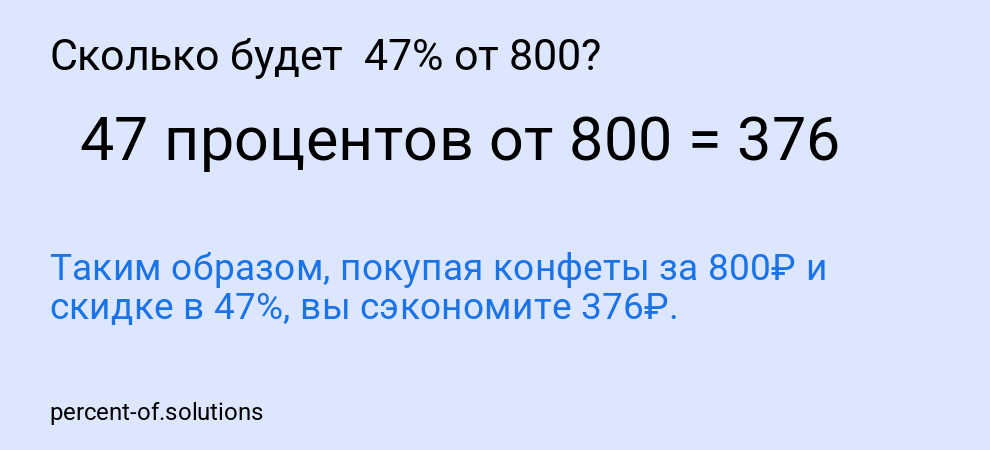 Сколько будет 47% от 800?