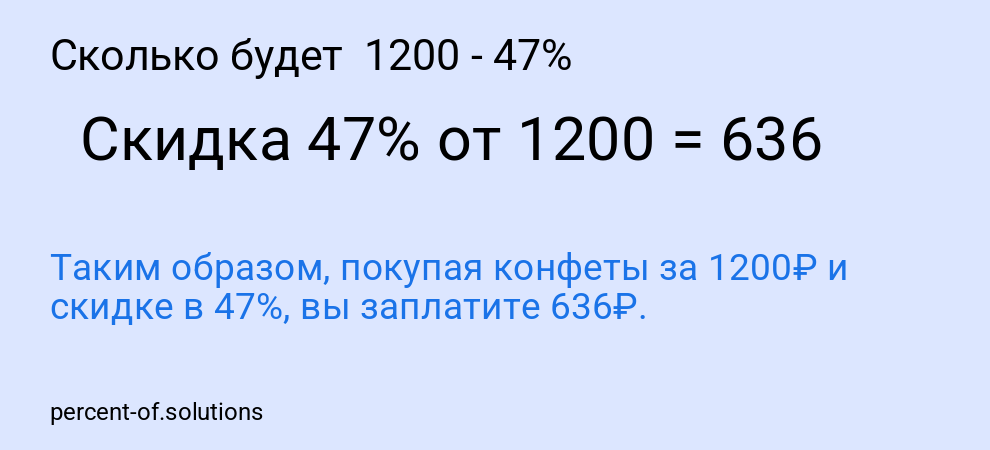 Сколько будет 1200 - 47%