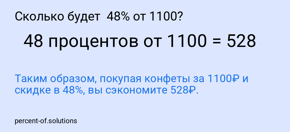 Сколько будет  48% от 1100?