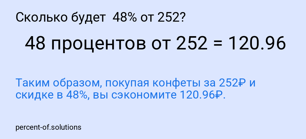 Сколько будет  48% от 252?