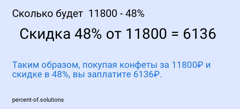 Сколько будет  11800 - 48%