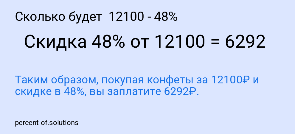 Сколько будет  12100 - 48%