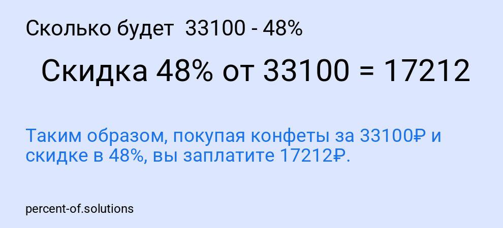 Сколько будет 33100 - 48%