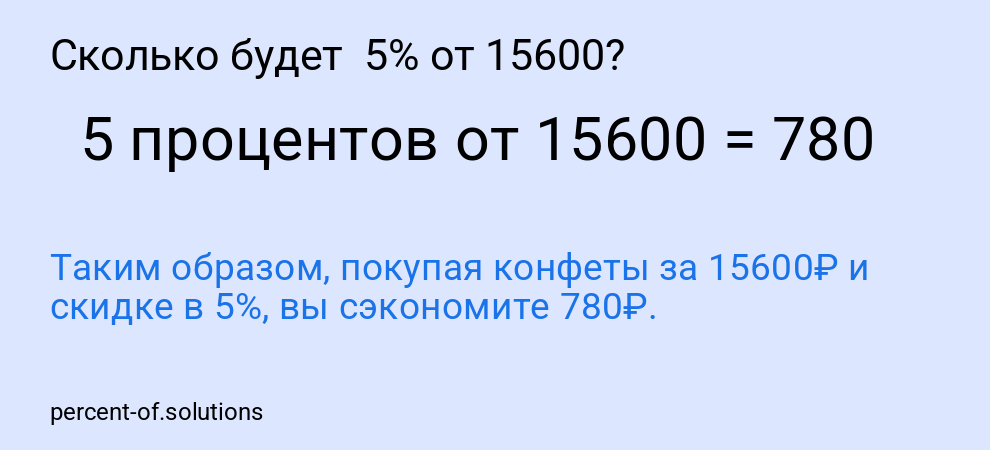 Сколько будет 5% от 15600?