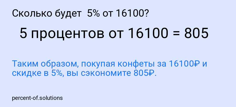 Сколько будет  5% от 16100?