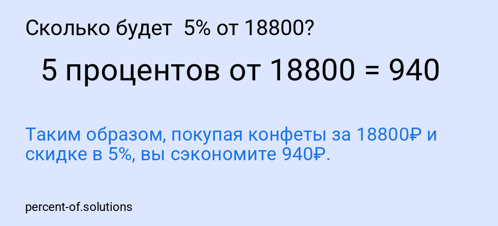 Сколько будет  5% от 18800?