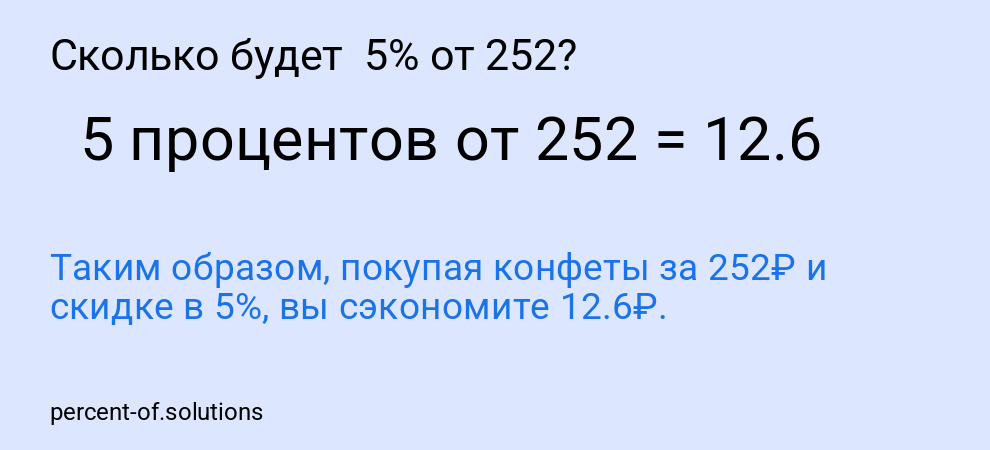 Сколько будет  5% от 252?