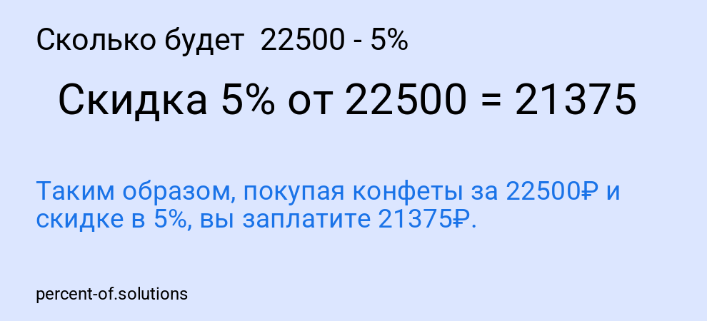 Сколько будет  22500 - 5%