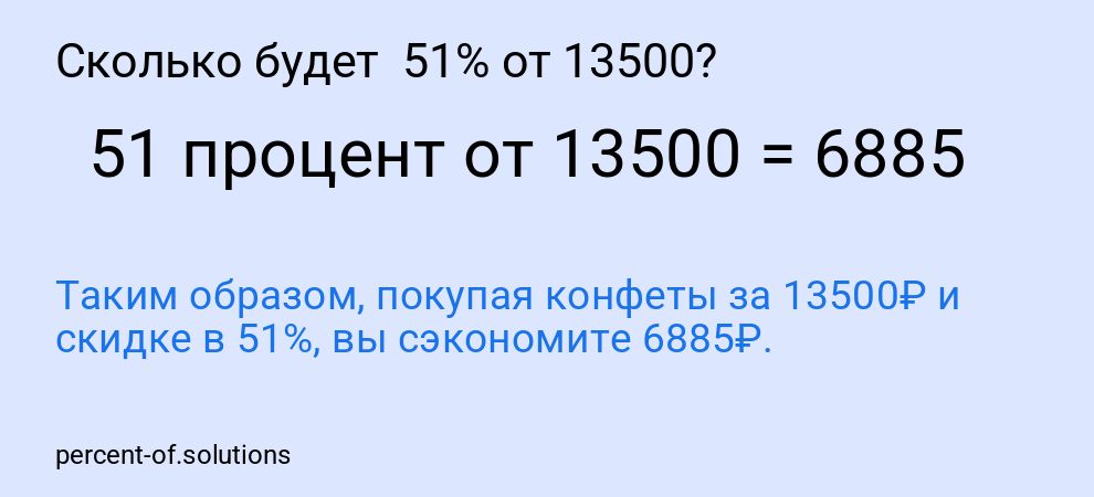 Сколько будет  51% от 13500?