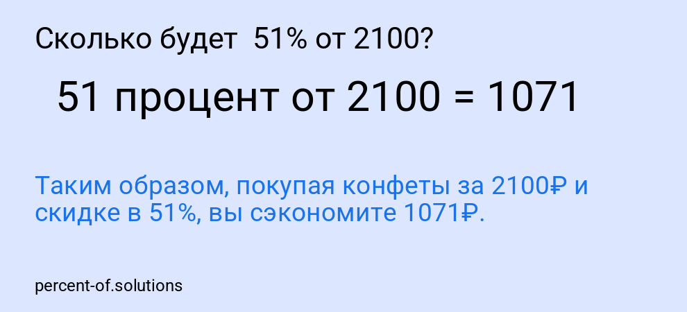 Сколько будет  51% от 2100?