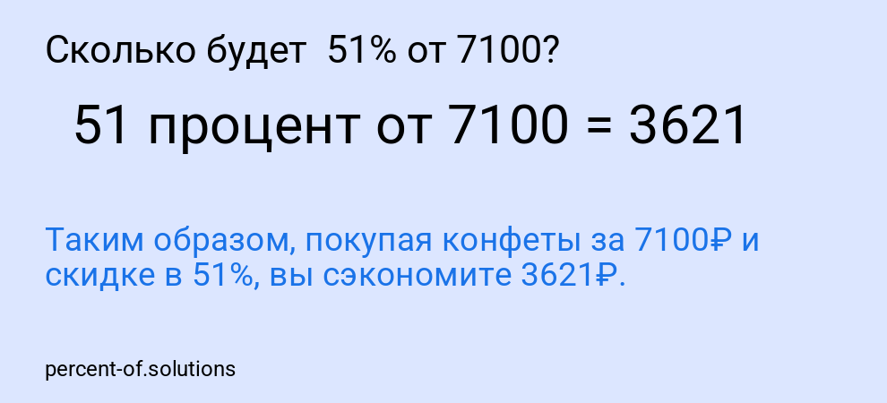 Сколько будет  51% от 7100?