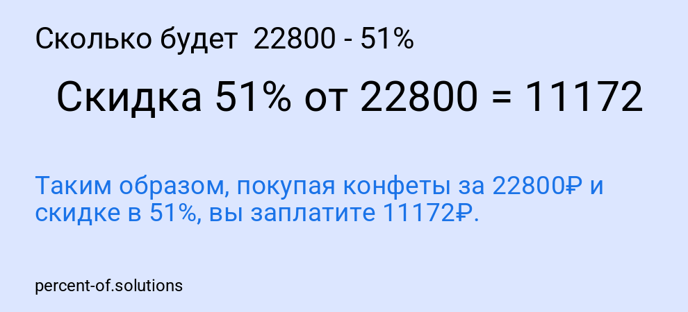 Сколько будет 22800 - 51%