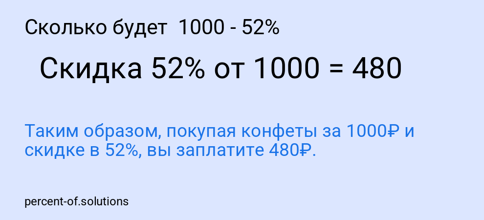 Сколько будет  1000 - 52%