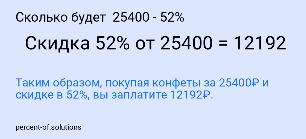 Сколько будет  25400 - 52%